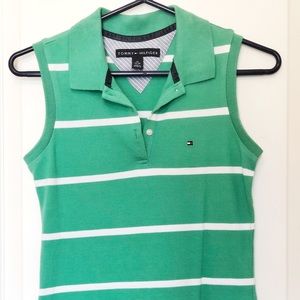 Tommy Hilfiger Green/White stripe polo style tank